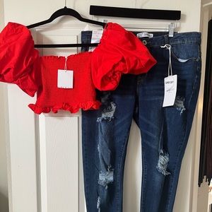 New Zara red top